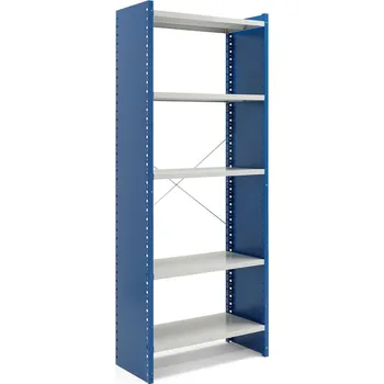 Dílenský regál Kovový regál MIX, 2100x860x500 mm, s bočními stěnami, modrý, šedé police