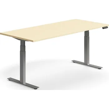 Psací stůl Výškově nastavitelný stůl QBUS, 1800x800 mm, stříbrná podnož, bříza