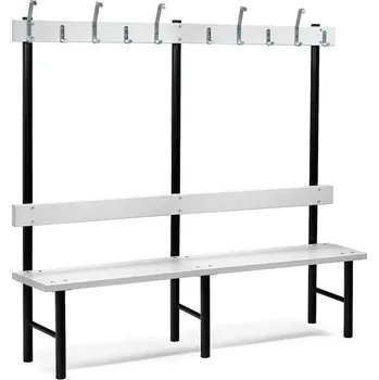 Dílenský stůl Šatní lavice s věšákem STADIUM, 12 háčků, 2000 mm, šedá