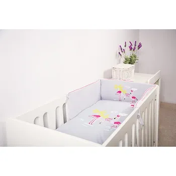 Povlečení EEVI Dětské povlečení FAMILY s mantinelem - Šedé Plameňák