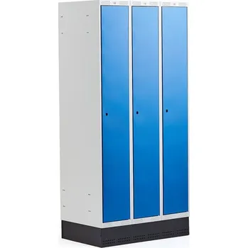 Šatní skříň Šatní skříňka CLASSIC, se soklem, 3 sekce, 1890x900x550 mm, modré dveře