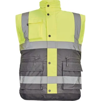 Pracovní oblečení HELLIN HV vesta zateplená - žlutá/šedá - 3XL
