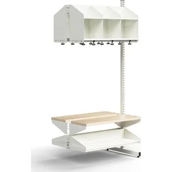 Věšák Šatní stěna ENTRY, přídavná sekce, 6 přihrádek, 1800x900x600 mm, bílá