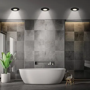 Lampička Briloner Zapuštěné LED svítidlo Klira, černé, Ø 9 cm, IP44, sada 3 kusů černá matná 3 x 4,9 W LED - Doprava zdarma