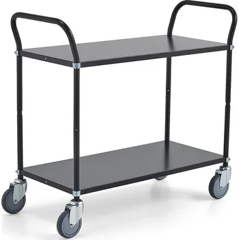 Policový vozík TRANSIT, 2 police, 900x440 mm, černý
