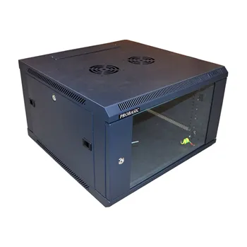 RACK 19" nástěnný ZETA 6U 600x600 RAL9004, dveře sklo k samosestavení, černý