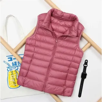 Prošívaná vesta na zip Barva: Růžová, Velikost: 3XL