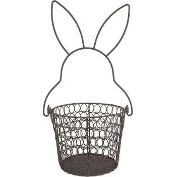 Úložný box Hnědý kovový úložný košík ve tvaru králíka – 15x34 cm