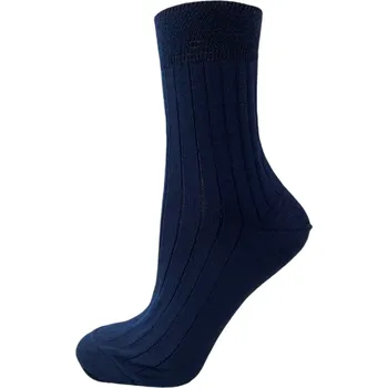 Pánské ponožky 100% bavlněné ponožky modré - žebro, Velikost: 41 - 42 (7 - 8), Barva: Modrá