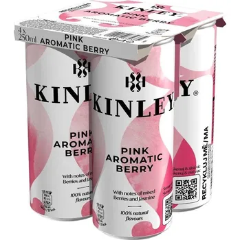 Limonáda Kinley Pink Aromatic Berry 4 x 0,25l multipack - plech
