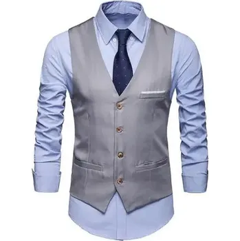 Pánská vesta Společenská pánská vesta business Barva: Šedá, Velikost: 3XL