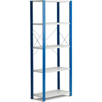 Dílenský regál Kovový regál MIX, 2100x865x600 mm, modrý, šedé police