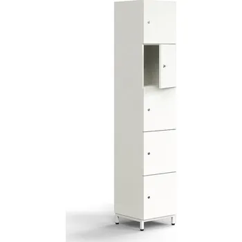 Pytel na prádlo Skříň QBUS, 5 uzamykatelných boxů, nohy, 2020x400x420 mm, bílá