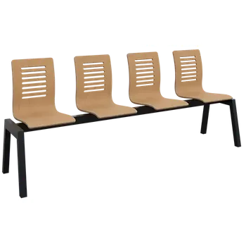 CARMEN PLUS 4, dřevěná lavice do čekárny, 4-sedák, dub přírodní, kostra černá