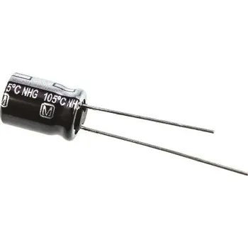 Kondenzátor Kondenzátor, řada: NHG 100μF ±20procent 50V dc, Radiální, Průchozí otvor Hliníkové elektrolytické Panasonic