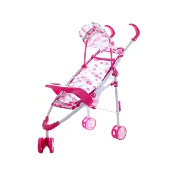 Kočárek pro panenku Kovové golfky pro panenky s růžovými mráčky