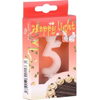 Svíčka Emocio Dortové číslo 5. svíčka v krabičce 18 gram
