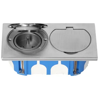 Elektrická zásuvka Zapuštěná dvojzásuvka s víčky, hermeticky uzavřená ORNO OR-AE-1398MB včetně instalační krabice, nerez IP55