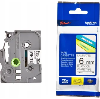 Pásek do tiskárny Páska Brother TZe-211 6 mm 8 m bílá s černým potiskem