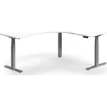 Výškově nastavitelný stůl QBUS, rohový, 1600x2000 mm, stříbrná podnož, bílá