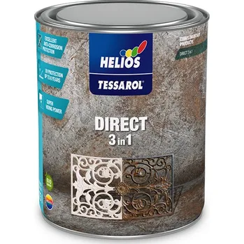 barva na kov TESSAROL DIRECT 3v1, antikorozní barva na kov, RAL9005 - na železné a ocelové povrchy, aplikace bez nutnosti základního nátěru, balení 2,5 l