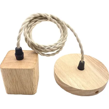 Dřevěný lustr s čtvercovým tubusem E27