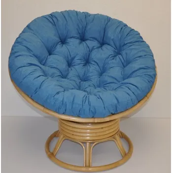 Nábytek Axin Trading s.r.o. Ratanový papasan houpací medový polstr tyrkysový melír