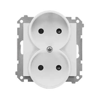 Elektrická zásuvka Simon 55 TG2MCZ.01/114 Zásuvka 2 násobná, bez uzemnění, se clonkami světle šedá matná