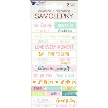 samolepka ANDĚL Samolepky s texty scrapbooking/diář s ražbou 2 archy 17 x 9cm