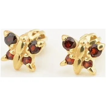 Náušnice Stříbrné zlacené naušnice pecičky motýlek s českými granáty STNAU1919F