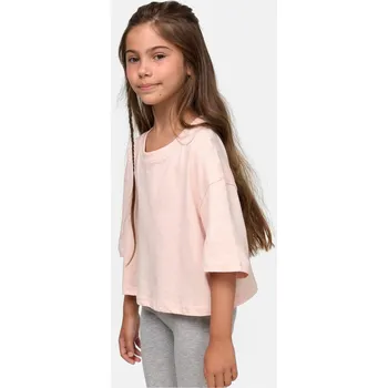 Dívčí krátké Kimono tričko růžové Urban Classics krémová 2540606