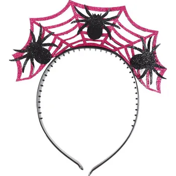 Čelenka halloween fialová s pavouky