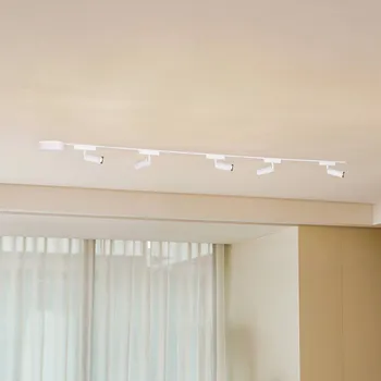 Svítidlo Lindby Systém kolejnic 48 V Lumaro, bodovky, 5-křídlé, bílé, Ø 4 cm, CCT - Treiber - Ø 13 cm, výška 4,3 cm; výška stínidla na lampu 16,5 cm bílá 5 x 5 W LED - Doprava zdarma