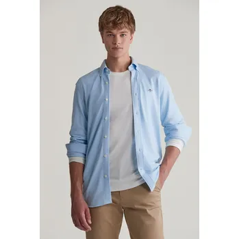 Pánské oblečení KOŠILE GANT REG JERSEY PIQUE SHIRT CAPRI BLUE