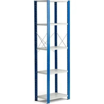 Dílenský regál Kovový regál MIX, 2100x665x600 mm, modrý, šedé police