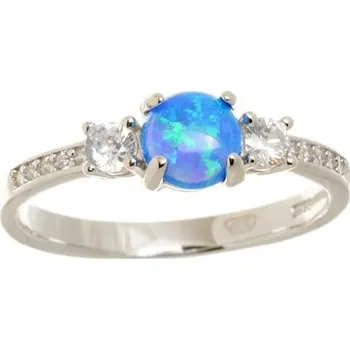 Prsten Dámský stříbrný opálový prsten se zirkony STRP0356F