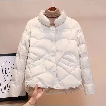 Dámská parka Dámská prošívaná bunda na patentky Barva: Bílá, Velikost: XL