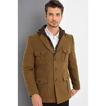 Pánská casual bunda K7538 DEWBERRY MEN'S COAT - FLAT CAMEL dewberry hnědá 2424727