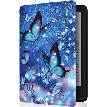 Pouzdro na čtečku elektronické knihy Armori Trimer T110, pouzdro pro Amazon Kindle Paperwhite 1/2/3 - magnetické zavírání, AutoSleep, motiv Blue Butterfly + BONUSY