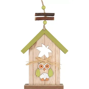 Dřevěná budka na zavěšení zelená 15 cm 5156