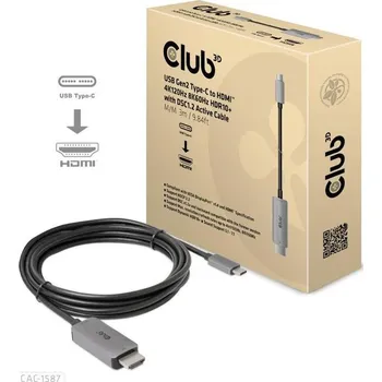 Video kabel Club3D USB-C na HDMI 2.1 aktivní kabel, 3m, černý