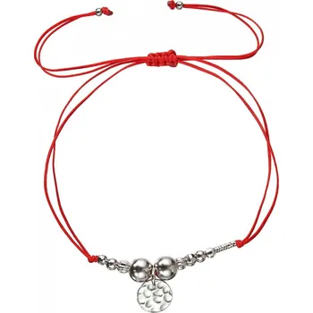 Náramek Textilní náramek červený stříbrné kuličky 13040.3 red
