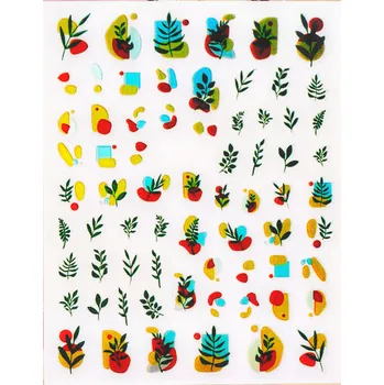 Zdobení na nehty - Nálepky lístečky abstrakce se zlatými efekty