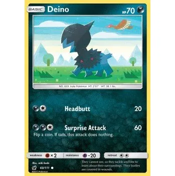 Volný čas Pokémon CIN 060/111 Deino - Crimson Invasion Stav: Excellent, Verze: NORMAL