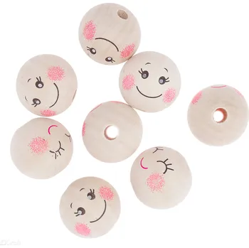 Dětské navlékací korálky DP Craft Dřevěné korálky 3cm hlavičky 8ks