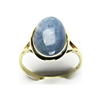 Prsten Zlatý prsten, přírodní akvamarin A, žluté zlato, T 1454