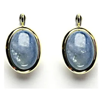 Náušnice Zlaté náušnice, přírodní akvamarin A, žluté zlato, NK 1454