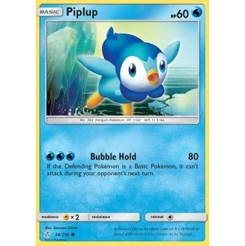 Volný čas Pokémon CEC 054/236 Piplup - Cosmic Eclipse Stav: Excellent, Verze: NORMAL