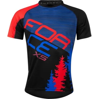cyklistický dres Dres na kolo FORCE MTB X5 pánský modrá-červená Velikost: XS