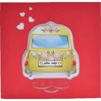 Svatební přání, auto, 13,5 x 13,5 cm